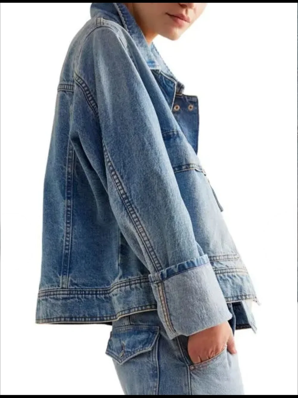 Free People Suzy Oversized Denim Jacket - Size S - Picture 3 of 11